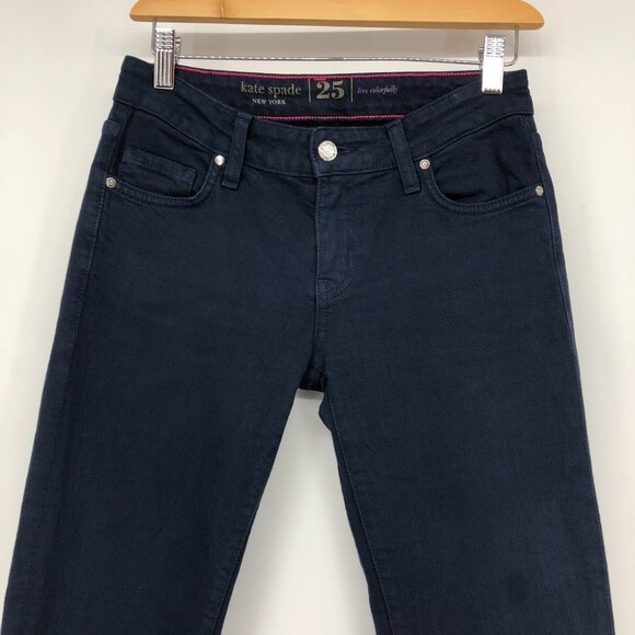 Kate Spade  Broome Street Dark Wash Blue Skinny Jeans Size 25 Zipper Ankles - Picture 10 of 15